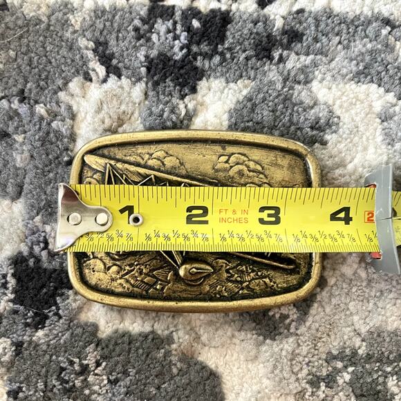 Vintage Avon Biplane Bi-Plane Airplane Belt Buckle Gold-Tone - Picture 6 of 6